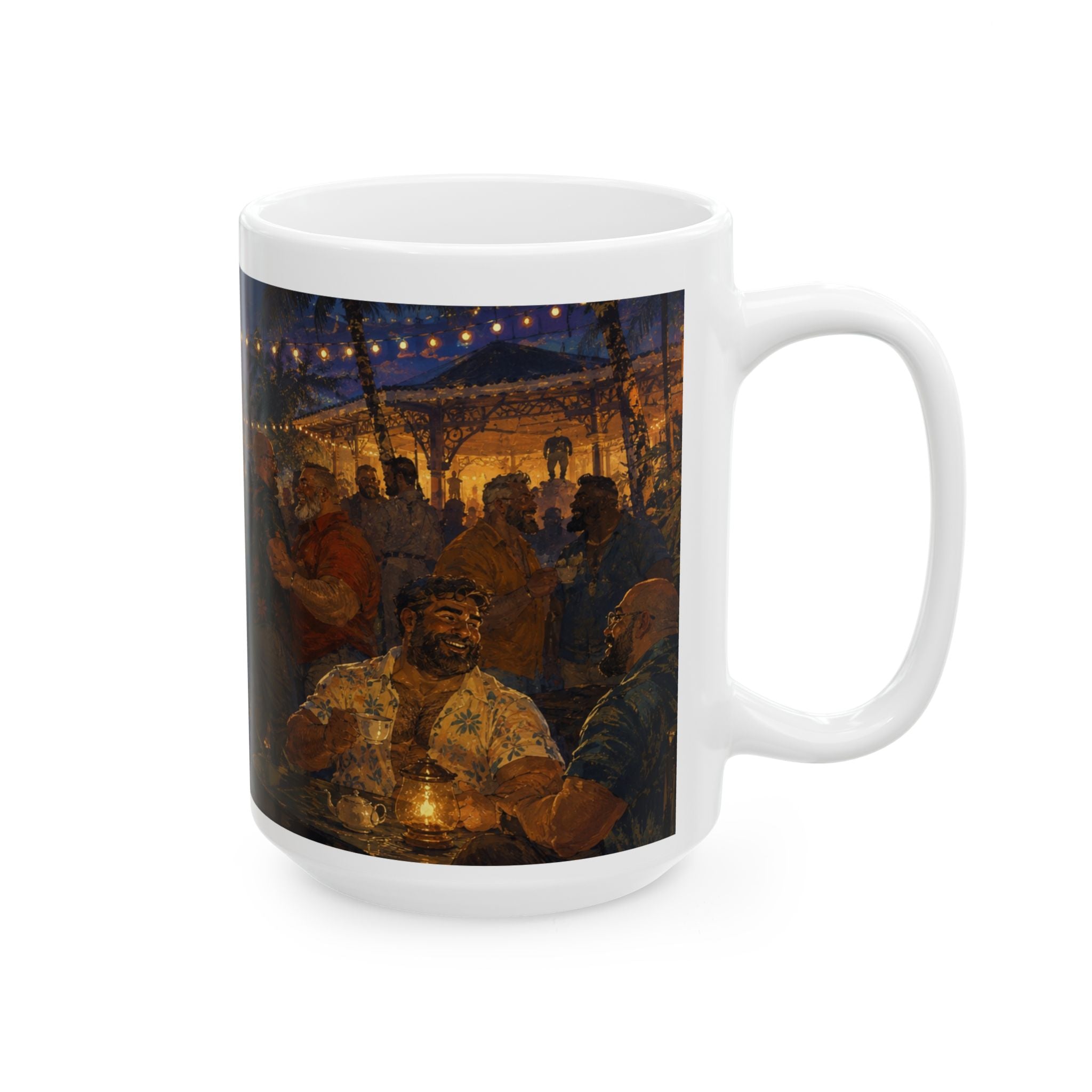 Ceramic Mug — Evening Street Festival Art Coffee Cup (11oz, 15oz)Bear Festival in the tropics
