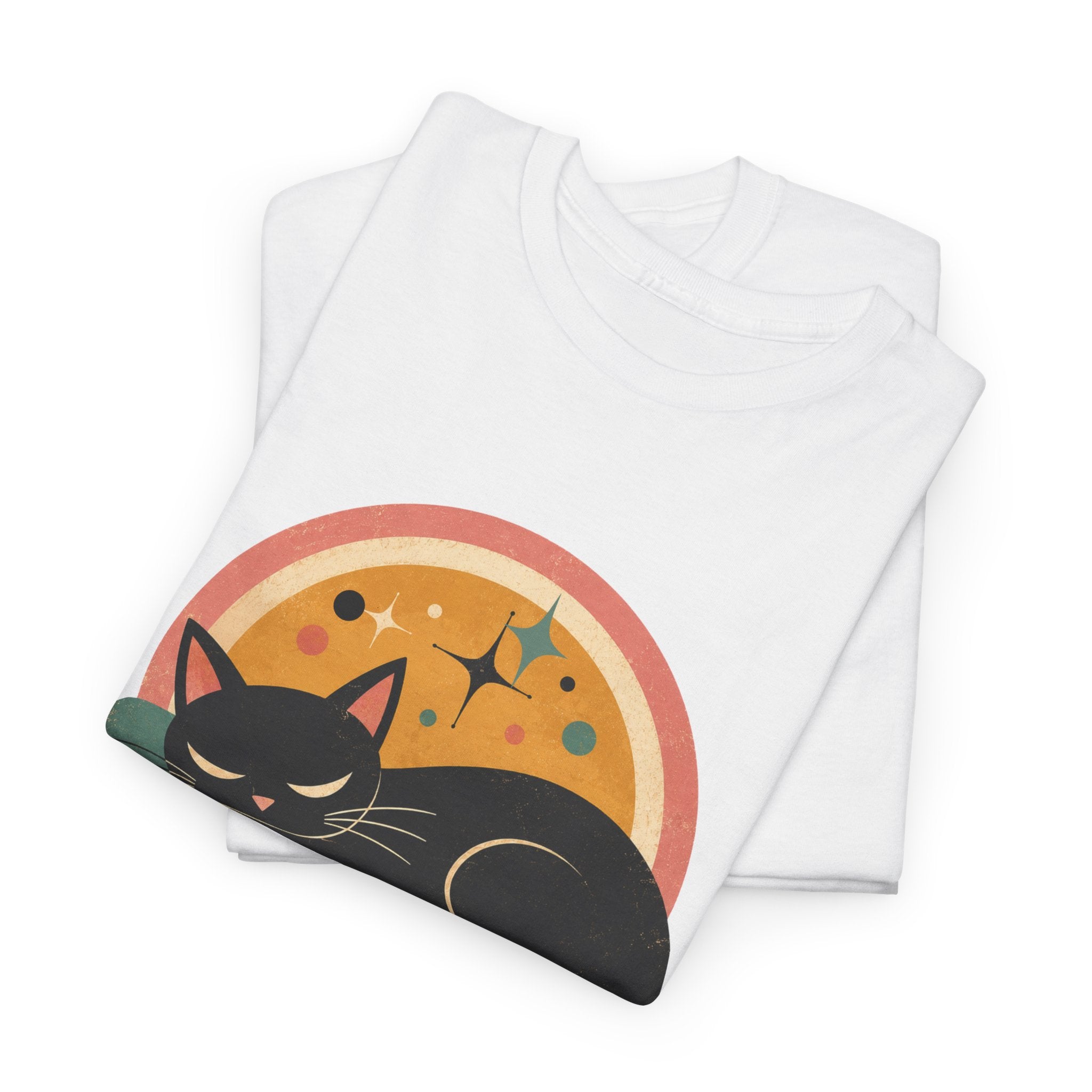 Nap Queen T-Shirt – Cute Sleeping Cat Graphic Tee. Tangentsies Mod Cat t-shirt designs
