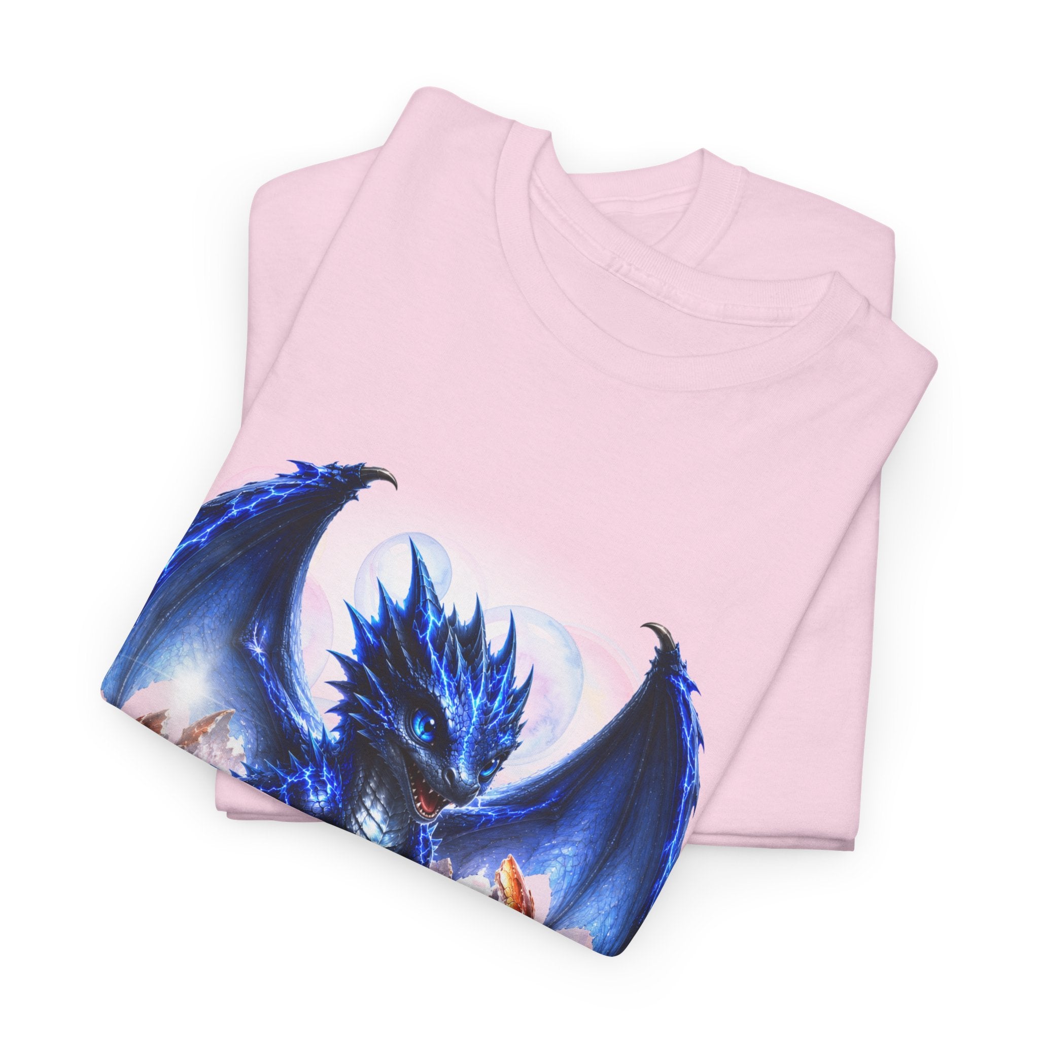 Blue Fire Dragon T-Shirt — Fantasy Dragon Graphic Tee, Blue Dragon. Best Dragon shirt. Blue Baby Dragon.