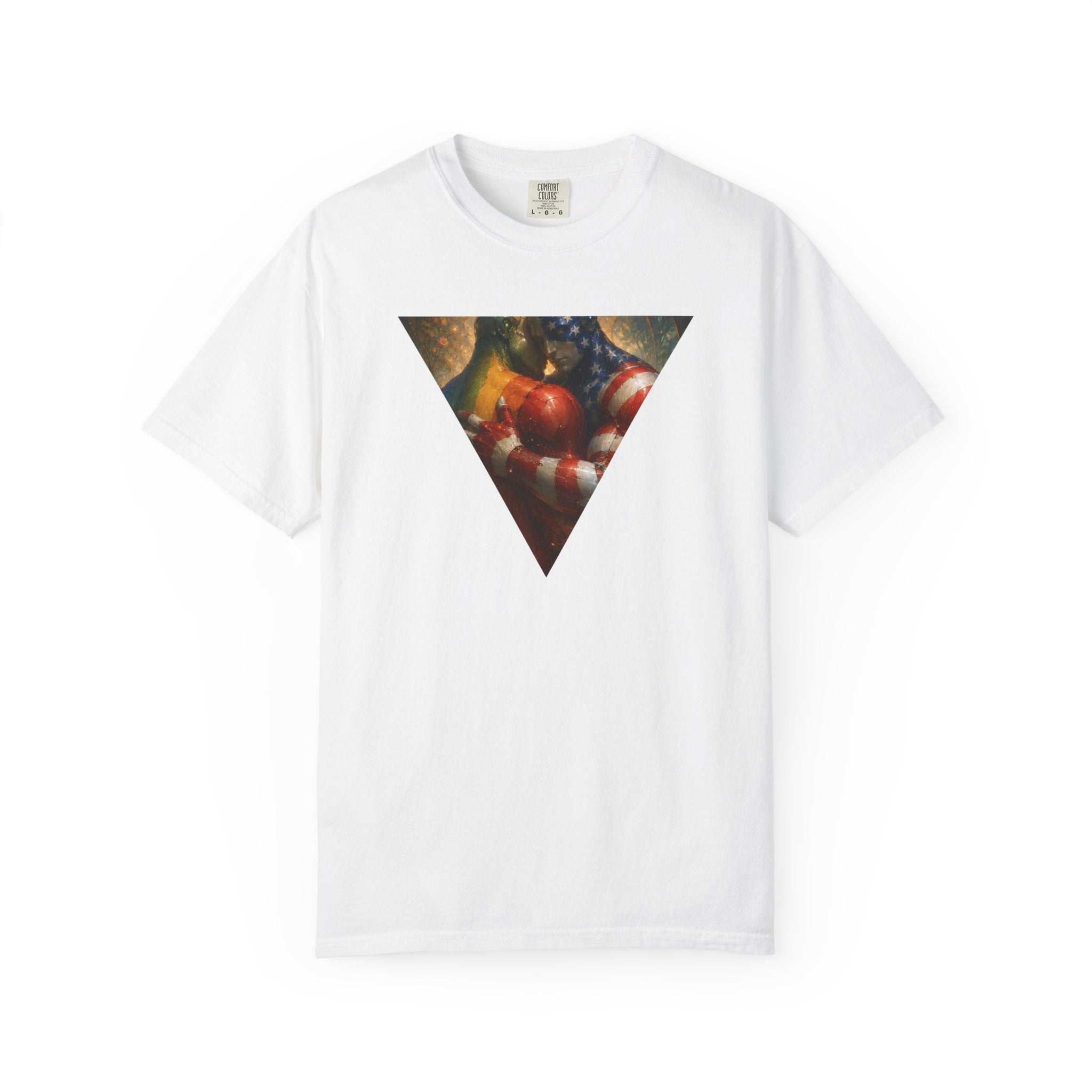 Triangle Galaxy Fruit Graphic T-Shirt, Patriotic. American. Fantasy Pride Shirt LGBTQ Fantasy Clothing Queer Geek Graphic Tee Gay Geek T-Shirt Queer Nerd Apparel LGBTQ Nerd Shirt