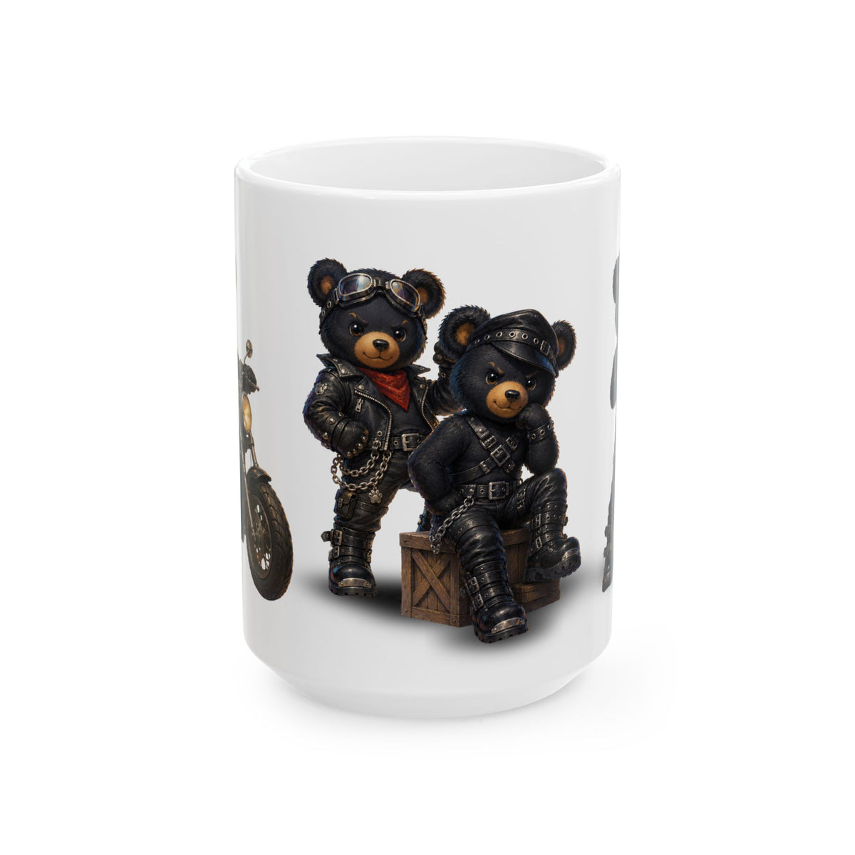 Biker Teddy Bears Ceramic Mug (11oz | 15oz) — Cute Motorcycle Punk Coffee Cup