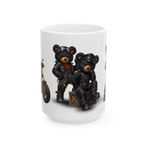 Biker Teddy Bears Ceramic Mug (11oz | 15oz) — Cute Motorcycle Punk Coffee Cup