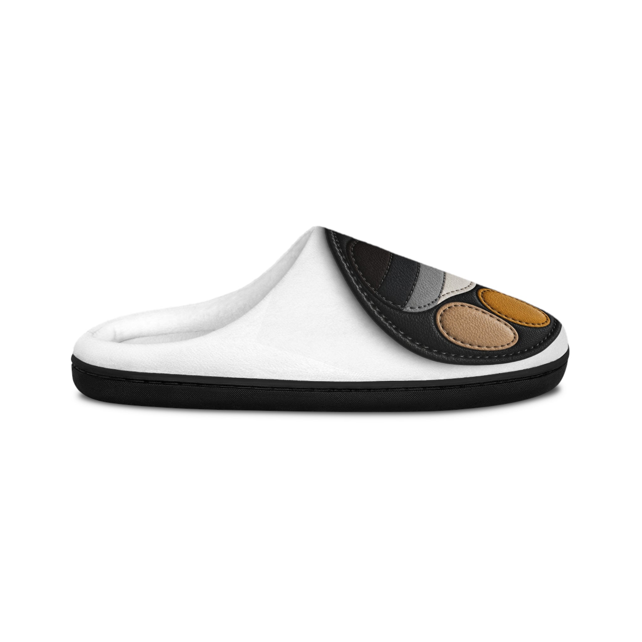 Men's Slippers with Leather Paw Patch — Cozy Indoor House Shoes
