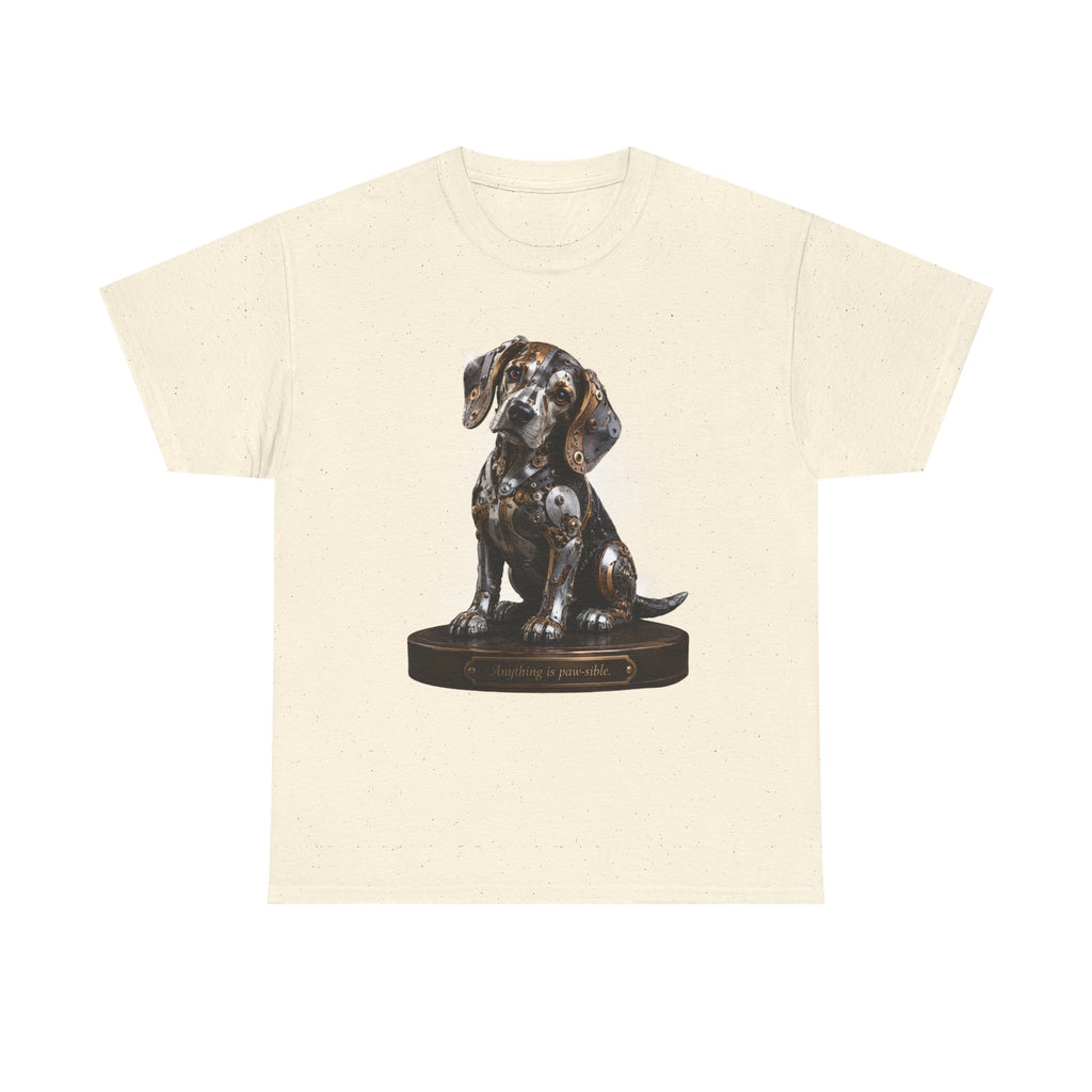 Beagle Tee – Cute Sitting Puppy Graphic T-Shirt. Beagle Puppy sitting on a trophy stand.
