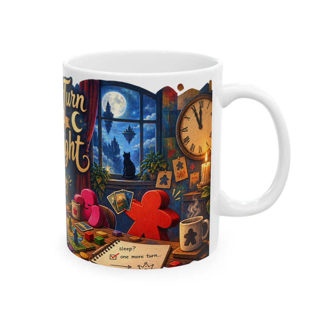 Board Game Mug — “One More Turn Became Midnight” Ceramic Coffee Cup (11oz/15oz)