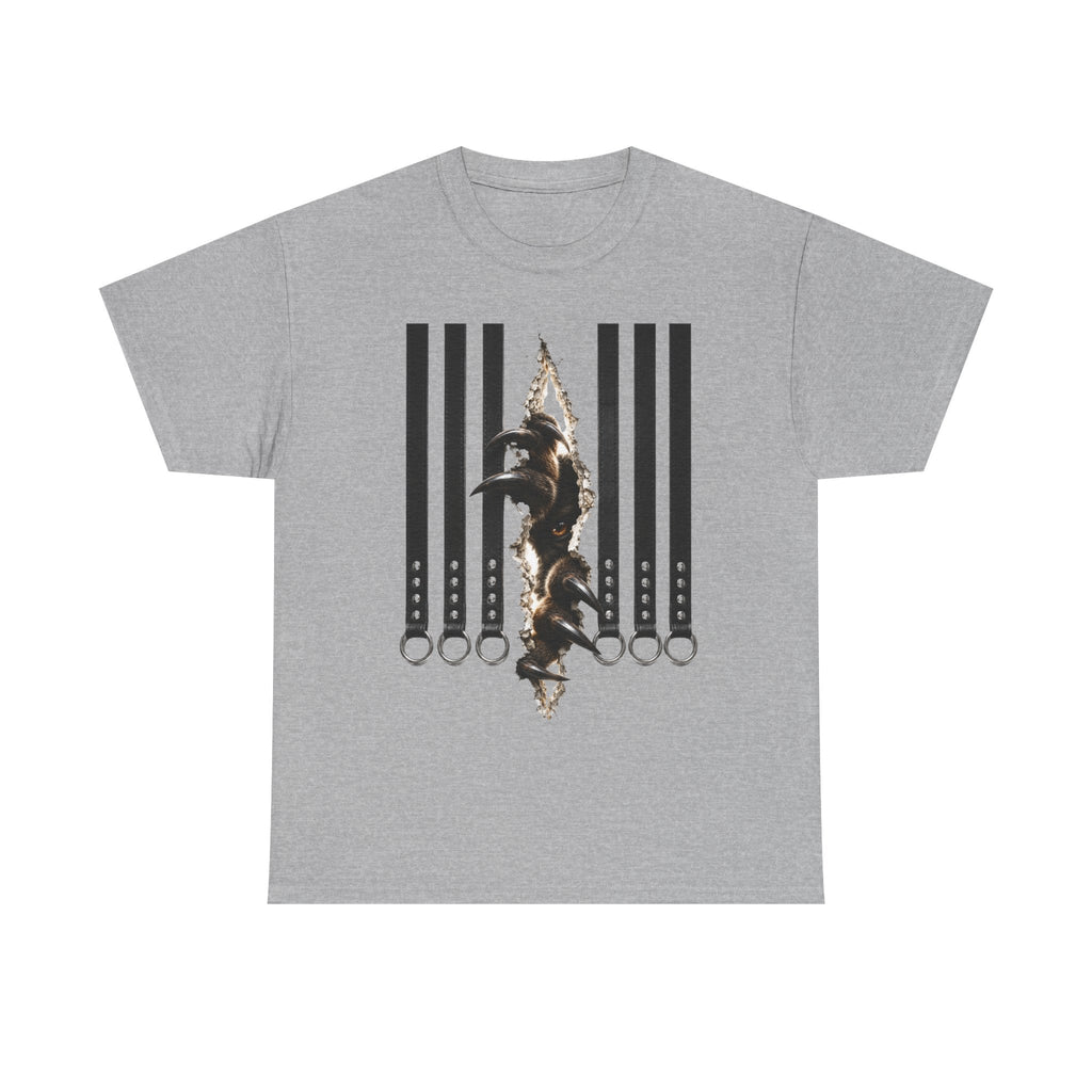 Graphic Tee — Leather straps with rings. Beast tearing out of the chest. Unleashing the wild beast inside