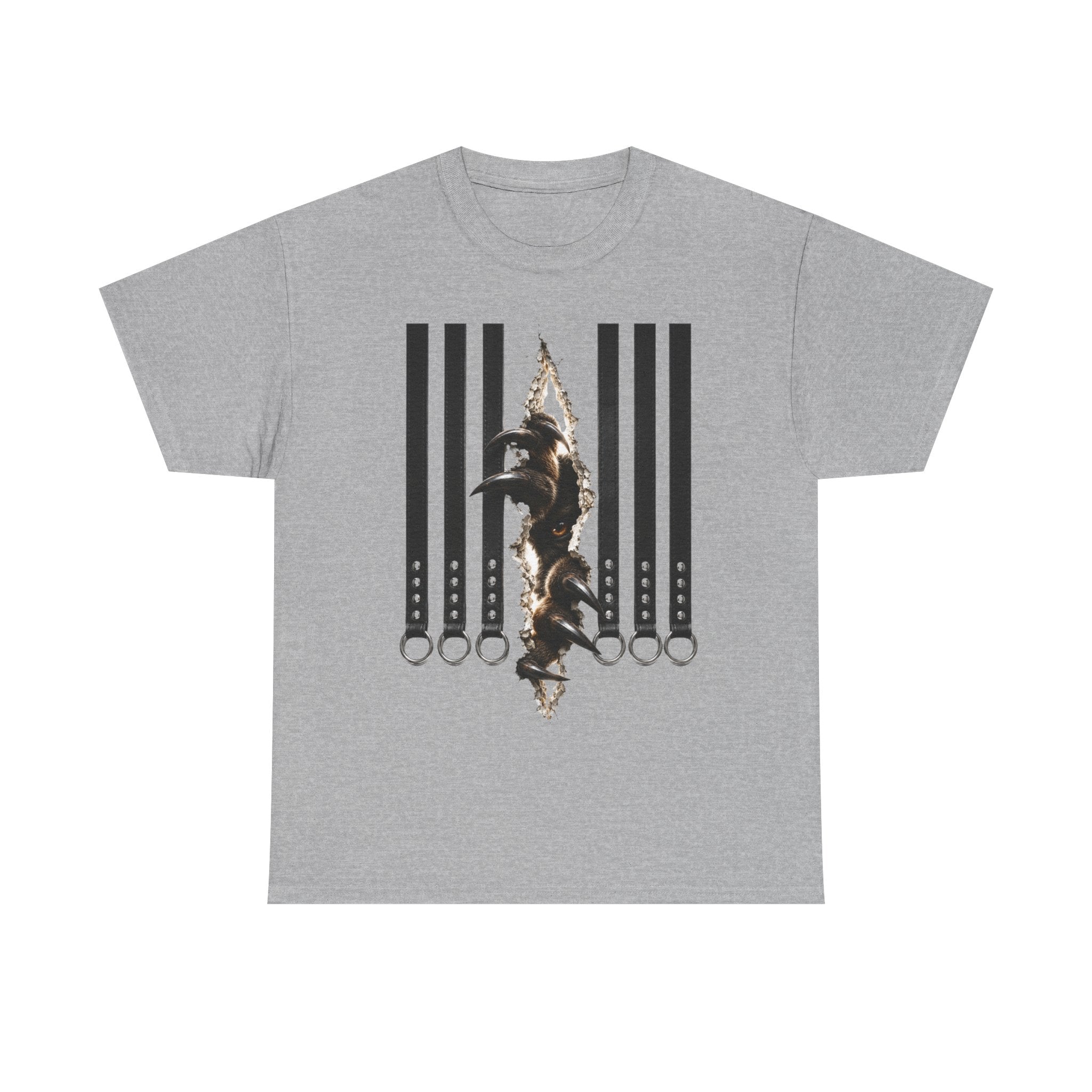 Graphic Tee — Leather straps with rings. Beast tearing out of the chest. Unleashing the wild beast inside