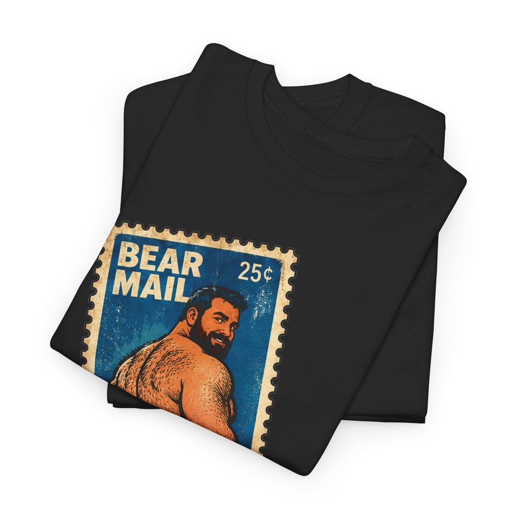 Gay Bear Shirt – Vintage Bear Pride Pin-Up T-Shirt, Retro Postage Stamp Art, LGBTQ Bear Culture Tee, Fur Ever