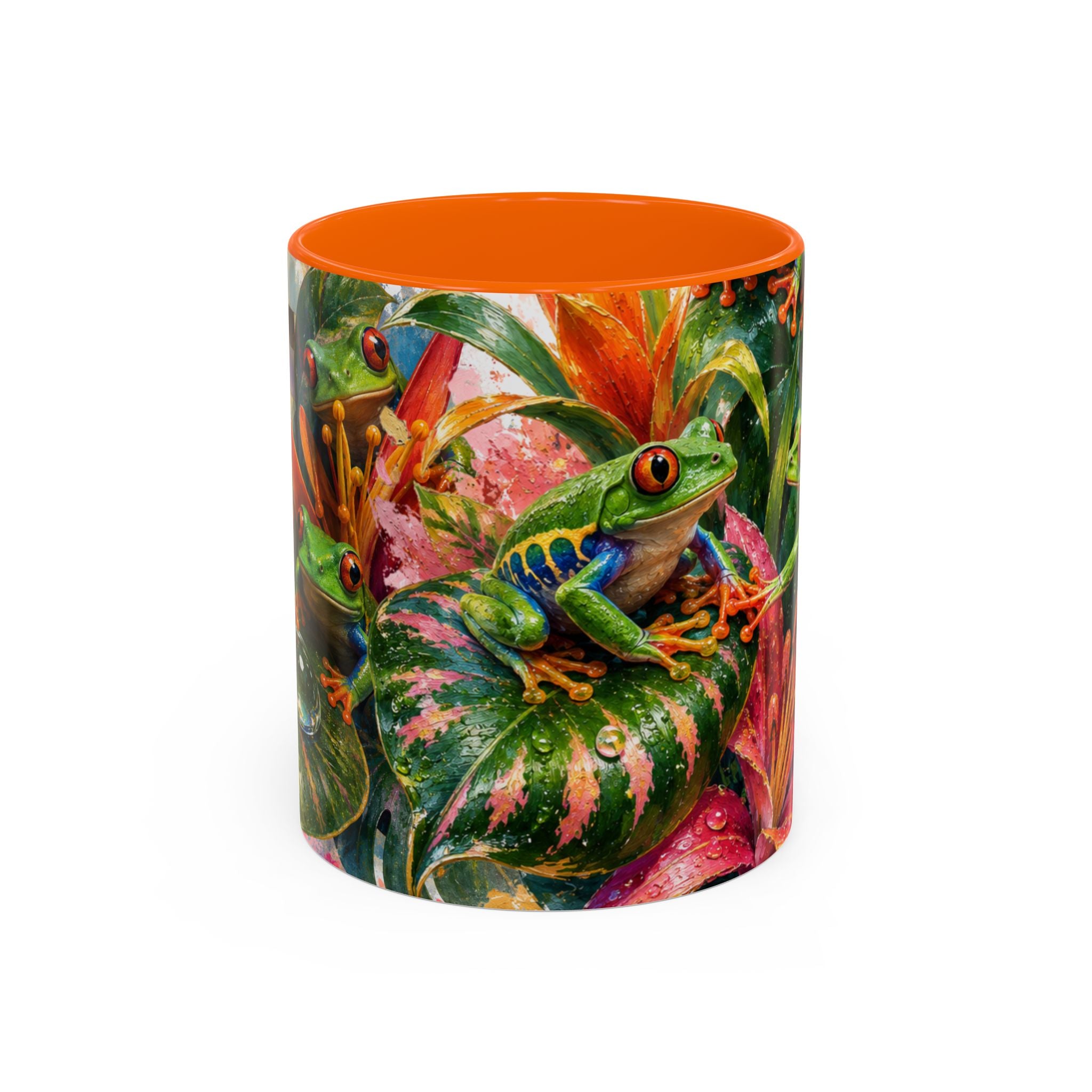 Tropical Tree Frog Coffee Mug — Colorful Rainforest Lily Accent Mug (11/15oz)
