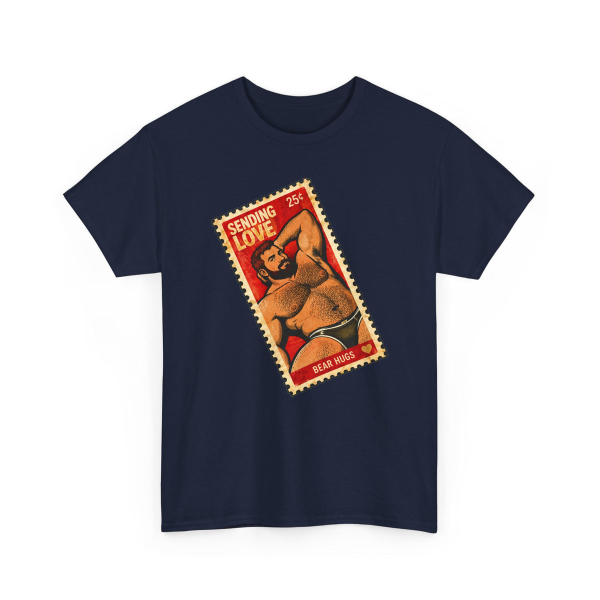 Gay Bear Shirt – Vintage Bear Pride Pin-Up T-Shirt, Retro Postage Stamp Art, LGBTQ Bear Culture Tee