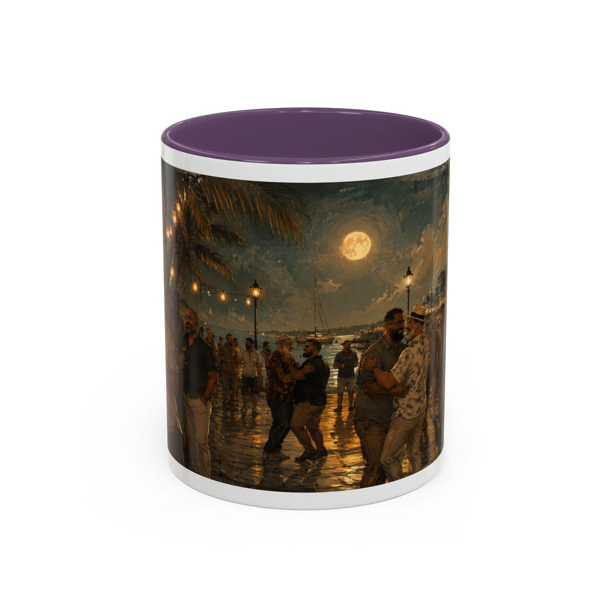 Tropical Night Market Coffee Mug — Moonlit Street Scene Accent Mug (11/15oz) This is a Bear community Bear event coffee Mug.