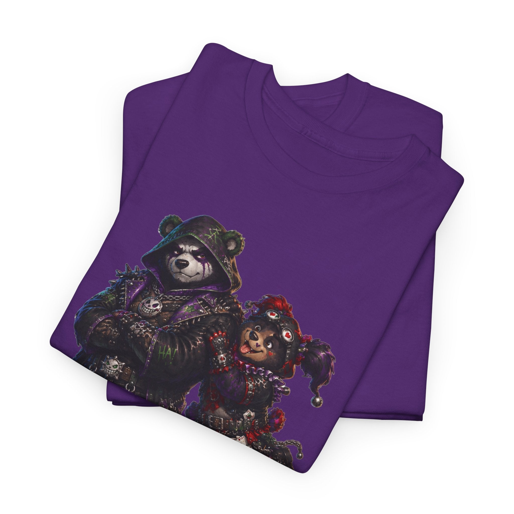Gothic Bear Duo T-Shirt. Dark Night biker bear mashup tee. Hardly Joking around in Gothic gear.