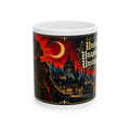 Gothic Cityscape Ceramic Mug — 'Unsinkable, Unapologetic, Unstoppable' Rooted in Greatness Afrocentric Empowerment Mug. Dark Fantasy Coffee Cup