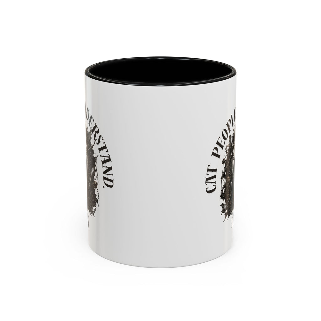 Cat People Understand Accent Mug — 'IYKYK' Black-Trim Coffee Cup. Cat lovers. Cat people. Cat mug.