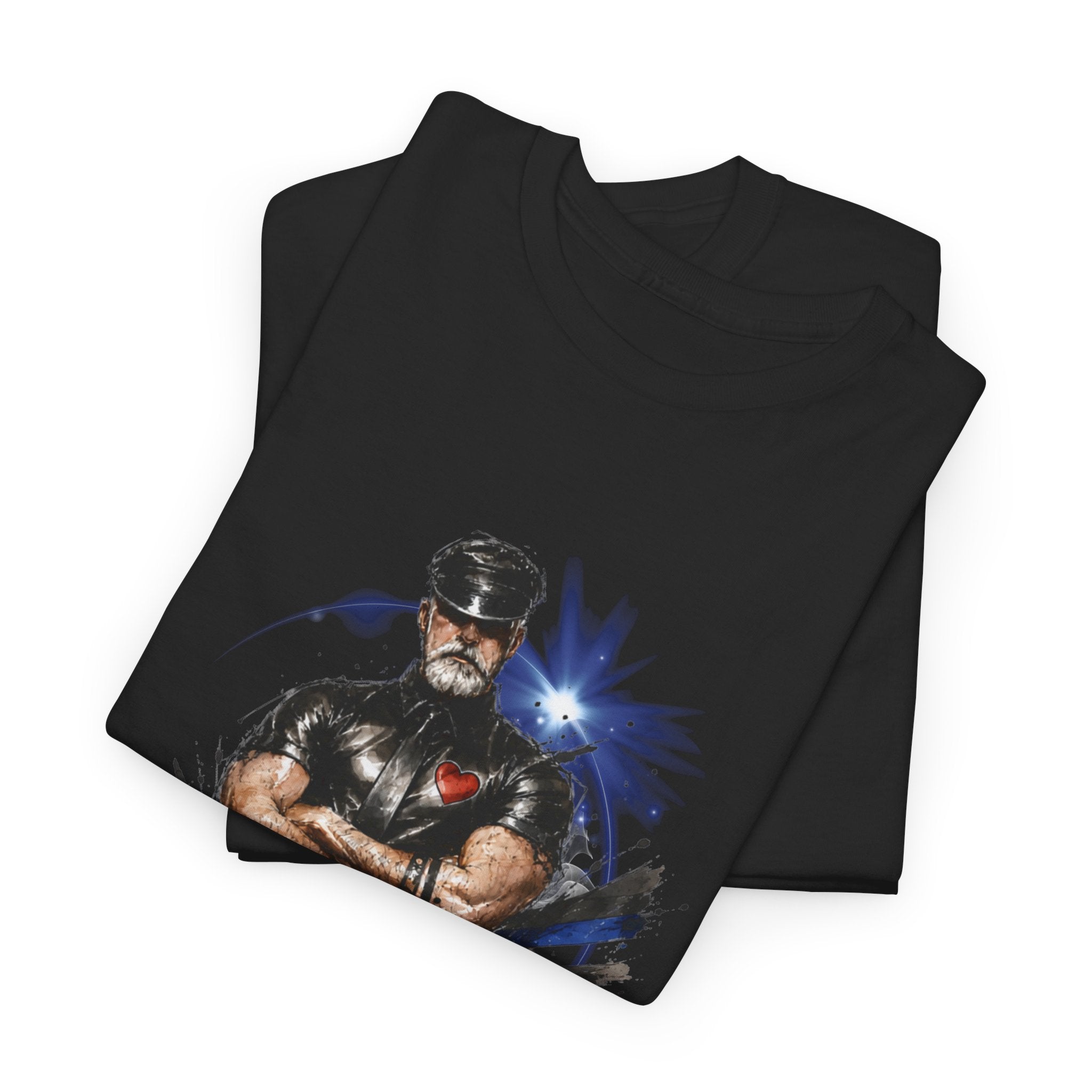 T-Shirt — "You Didn't Say Please" Leatherman graphic of an Alpha male in leather