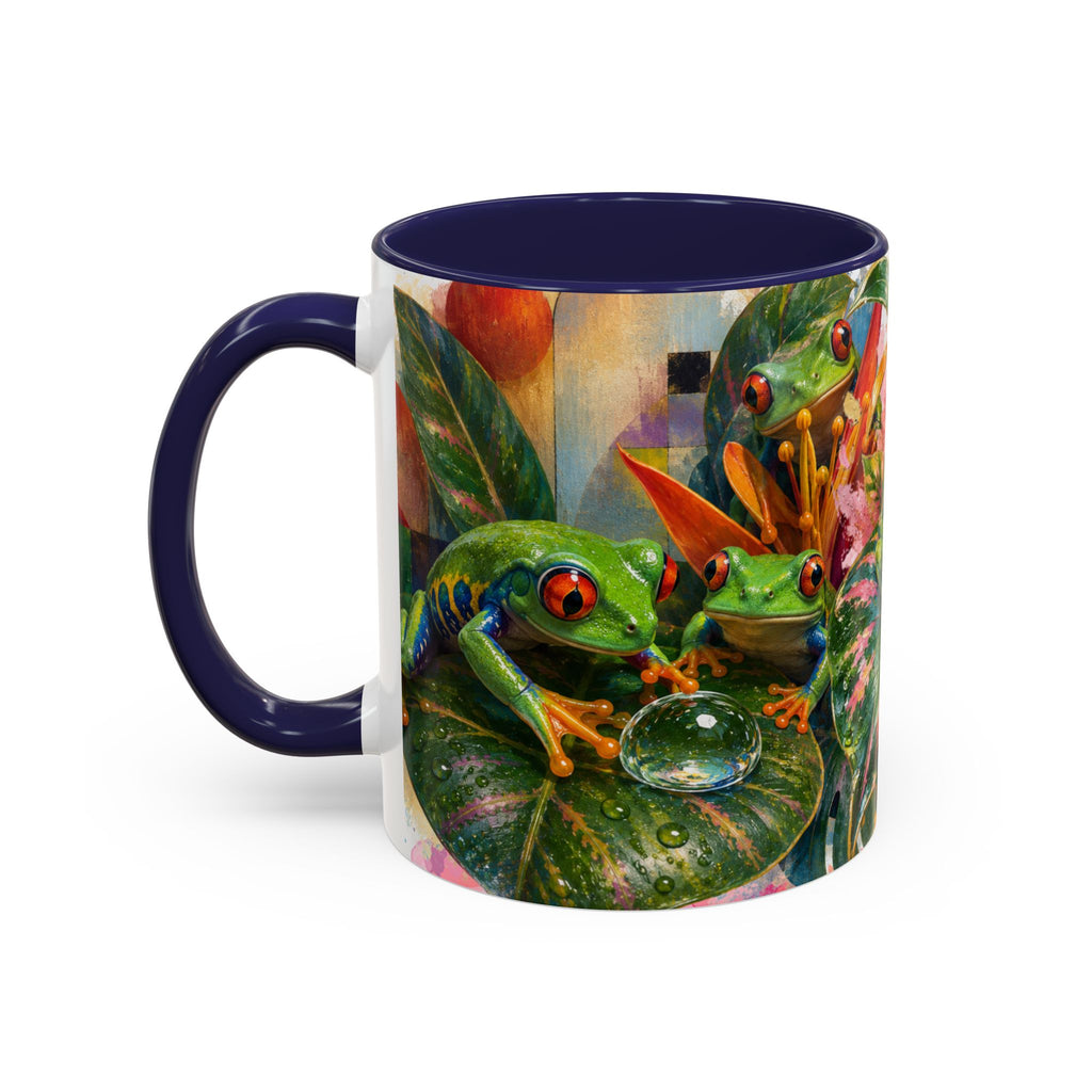 Tropical Tree Frog Coffee Mug — Colorful Rainforest Lily Accent Mug (11/15oz)