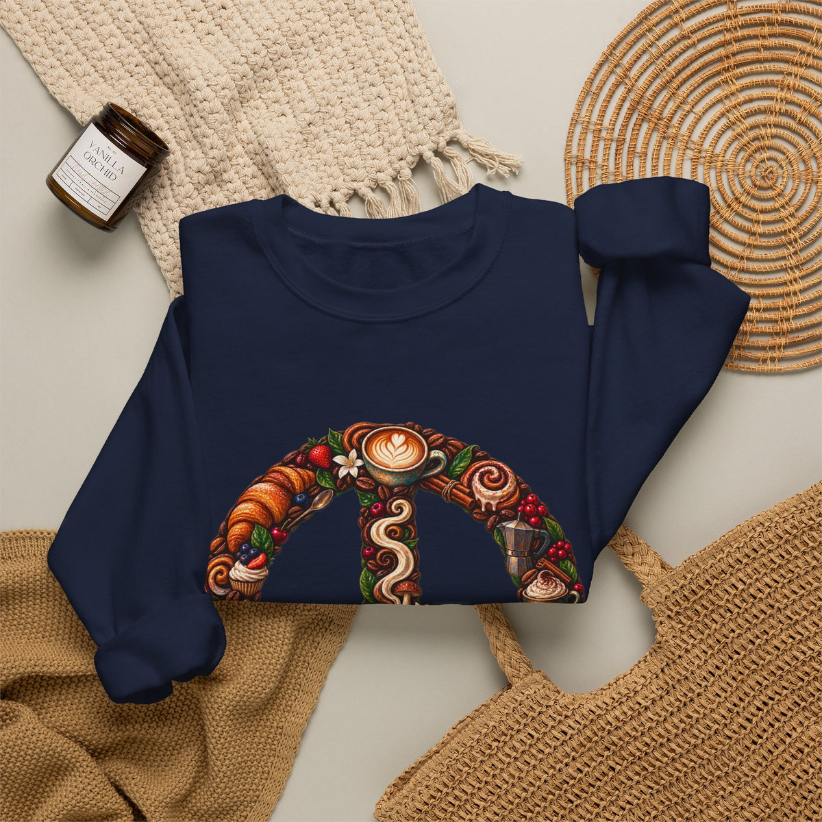 Peace Sign Floral Sweatshirt — Boho Vintage Peace Symbol Crewneck