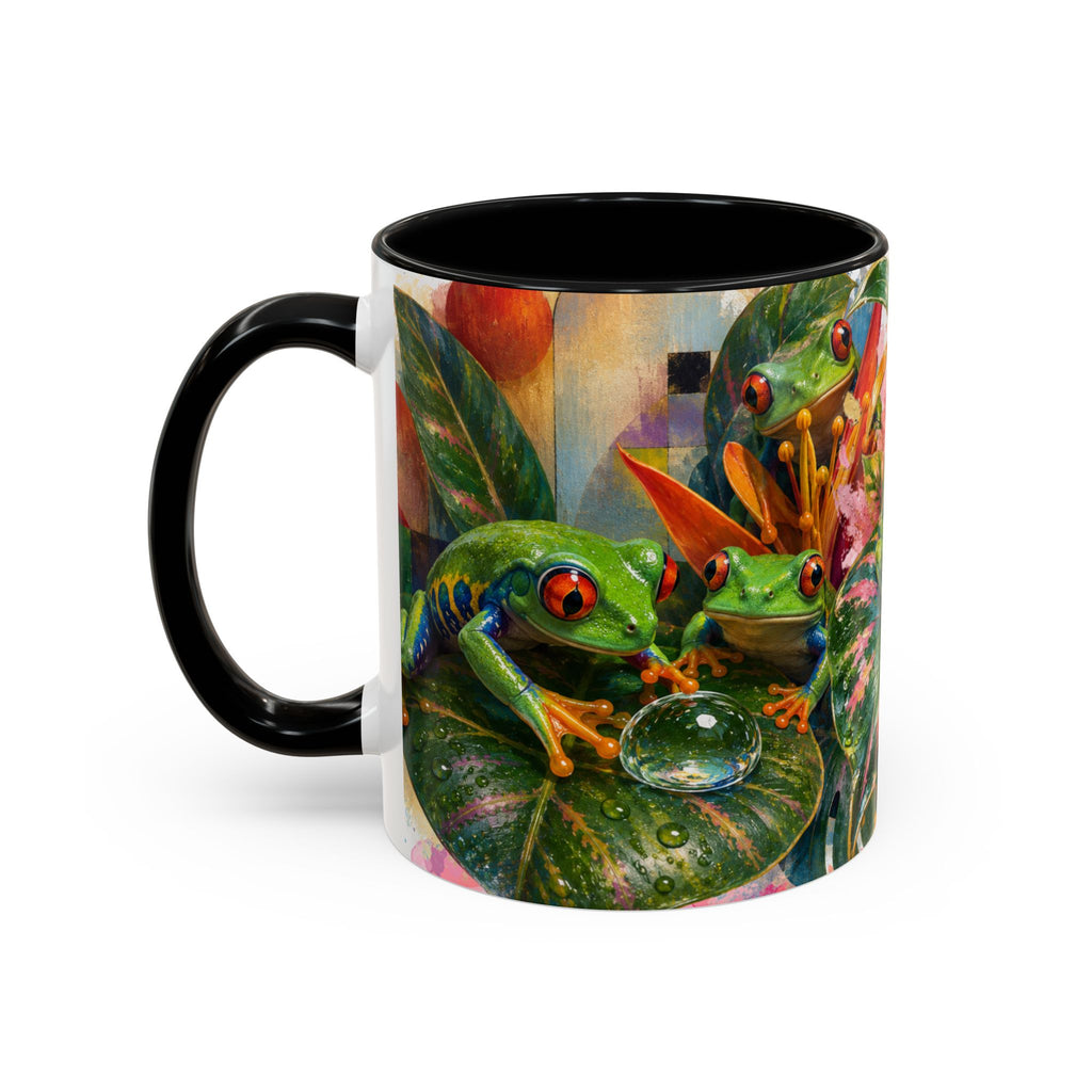 Tropical Tree Frog Coffee Mug — Colorful Rainforest Lily Accent Mug (11/15oz)