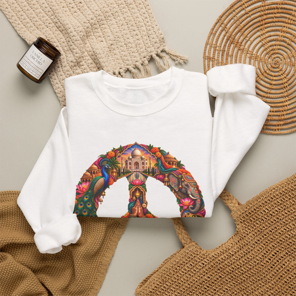 Floral Peace Sign Crewneck Sweatshirt — Psychedelic Hippie Vibe
