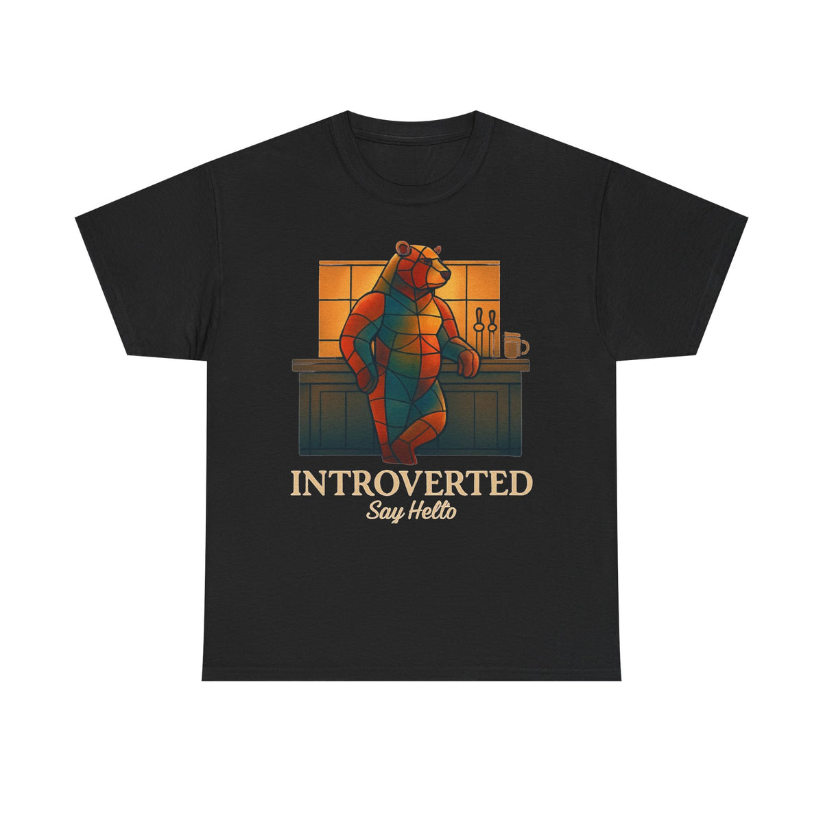Introverted Bear Man T-Shirt — 'Say Hello' Bar Humor Tee