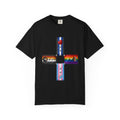 LGBTQ+ Pride Cross T-Shirt — Rainbow Identity Flag Design