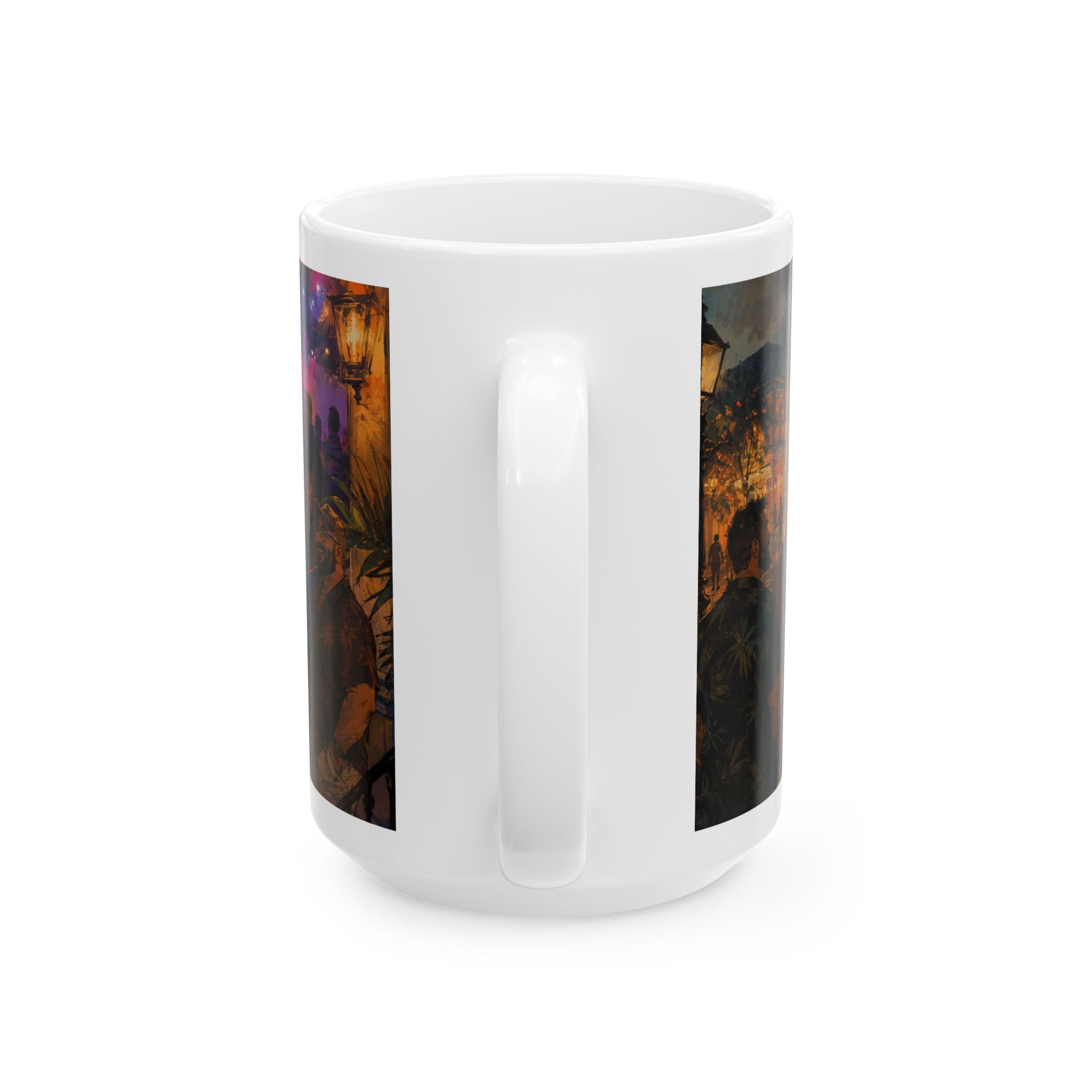 Street Nightlife Ceramic Mug — Cozy Tropical Bear Bar Scene Coffee Cup (11oz/15oz)Bear Coffee Mug