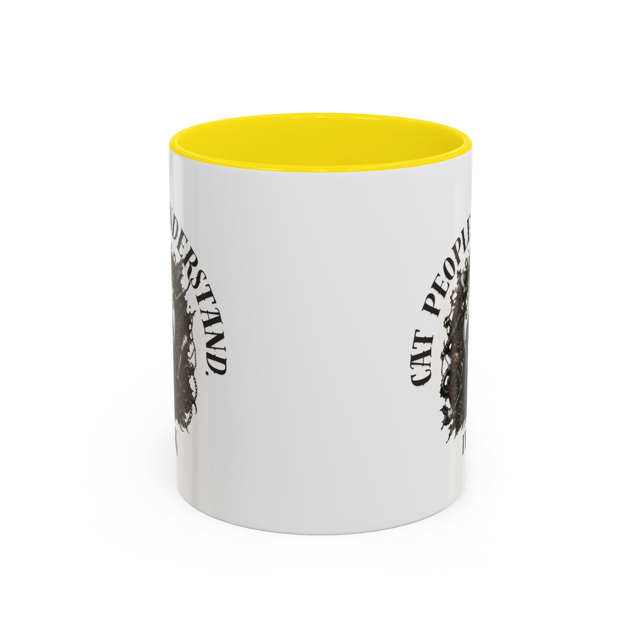 Cat People Understand Accent Mug — 'IYKYK' Black-Trim Coffee Cup. Cat lovers. Cat people. Cat mug.