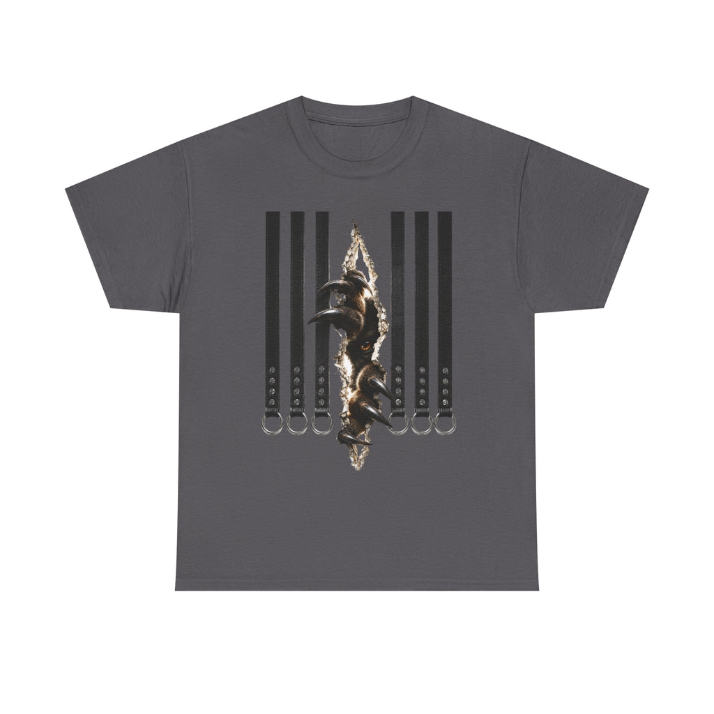 Graphic Tee — Leather straps with rings. Beast tearing out of the chest. Unleashing the wild beast inside