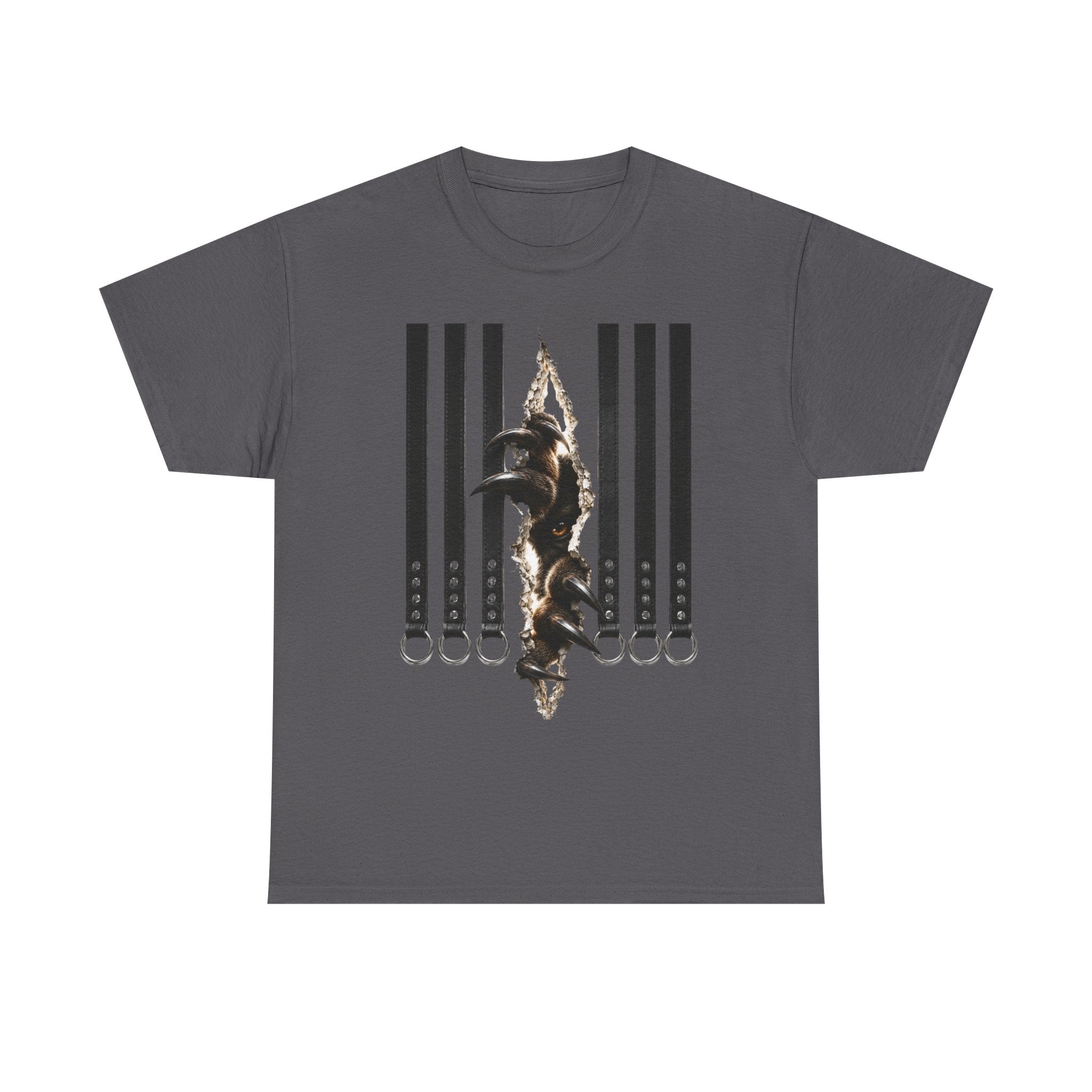 Graphic Tee — Leather straps with rings. Beast tearing out of the chest. Unleashing the wild beast inside