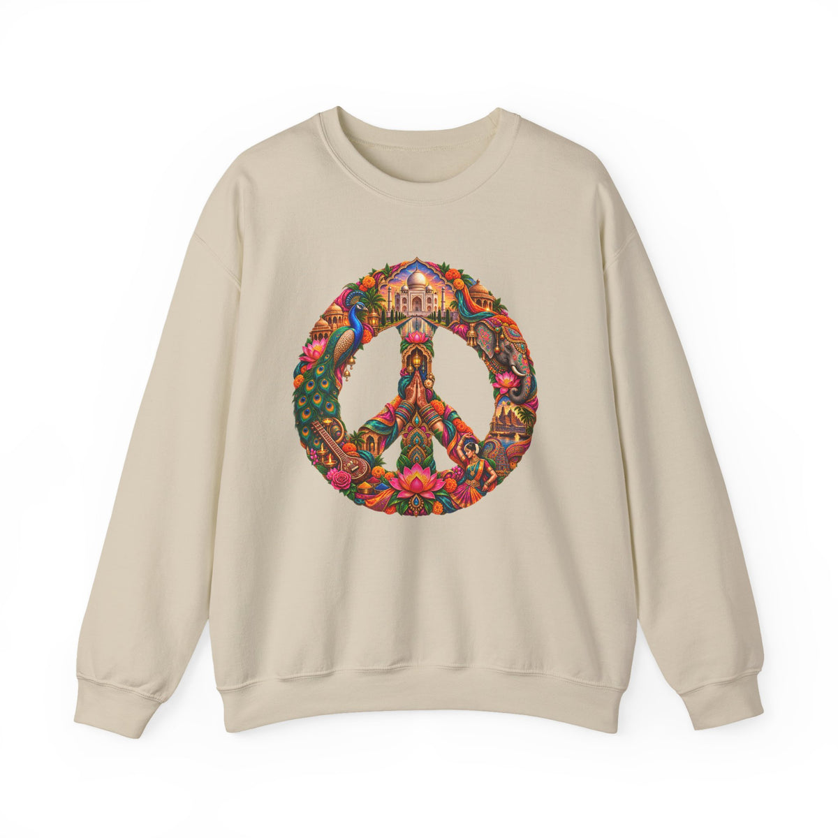 Floral Peace Sign Crewneck Sweatshirt — Psychedelic Hippie Vibe