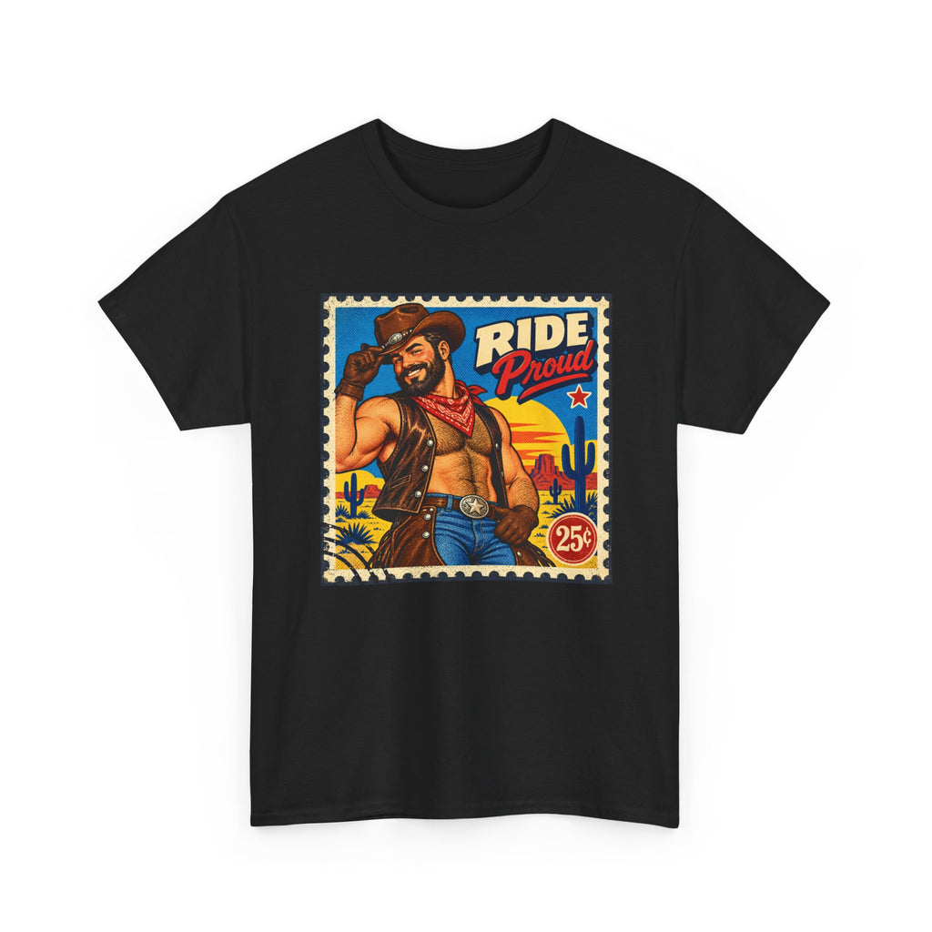 Gay Bear Shirt – Vintage Bear Pride Pin-Up T-Shirt, Retro Postage Stamp Art, LGBTQ Bear Culture Tee.