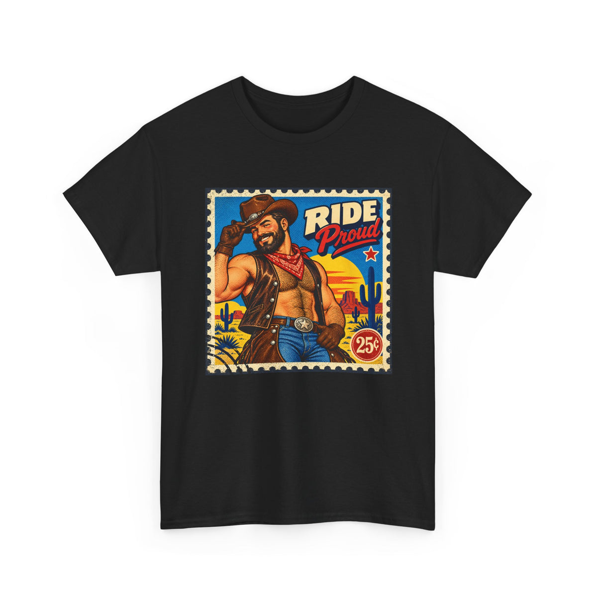 Gay Bear Shirt – Vintage Bear Pride Pin-Up T-Shirt, Retro Postage Stamp Art, LGBTQ Bear Culture Tee.