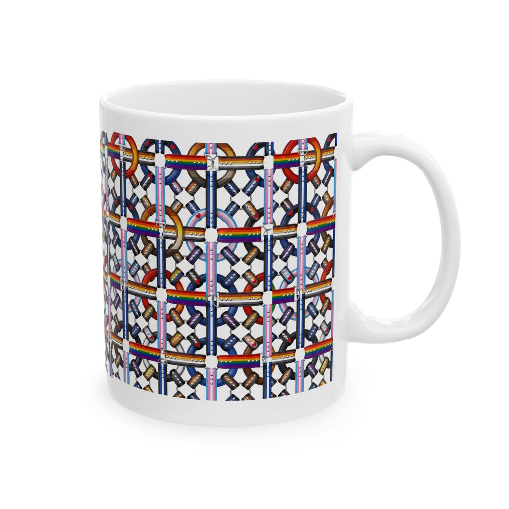 Ceramic Mug — Colorful Geometric Chain Pattern Coffee Cup (11oz/15oz)