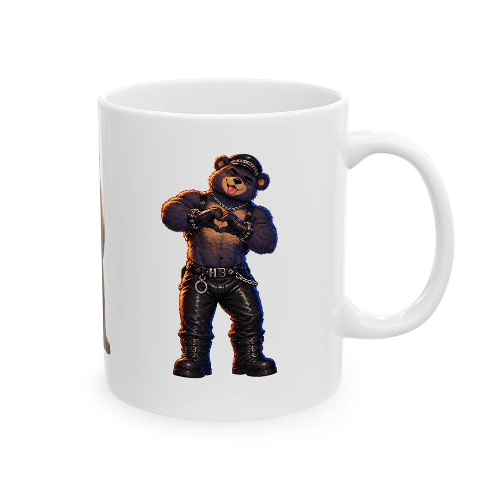 Bear Biker Ceramic Mug – Leather Jacket Paw Print Design (11oz, 15oz)
