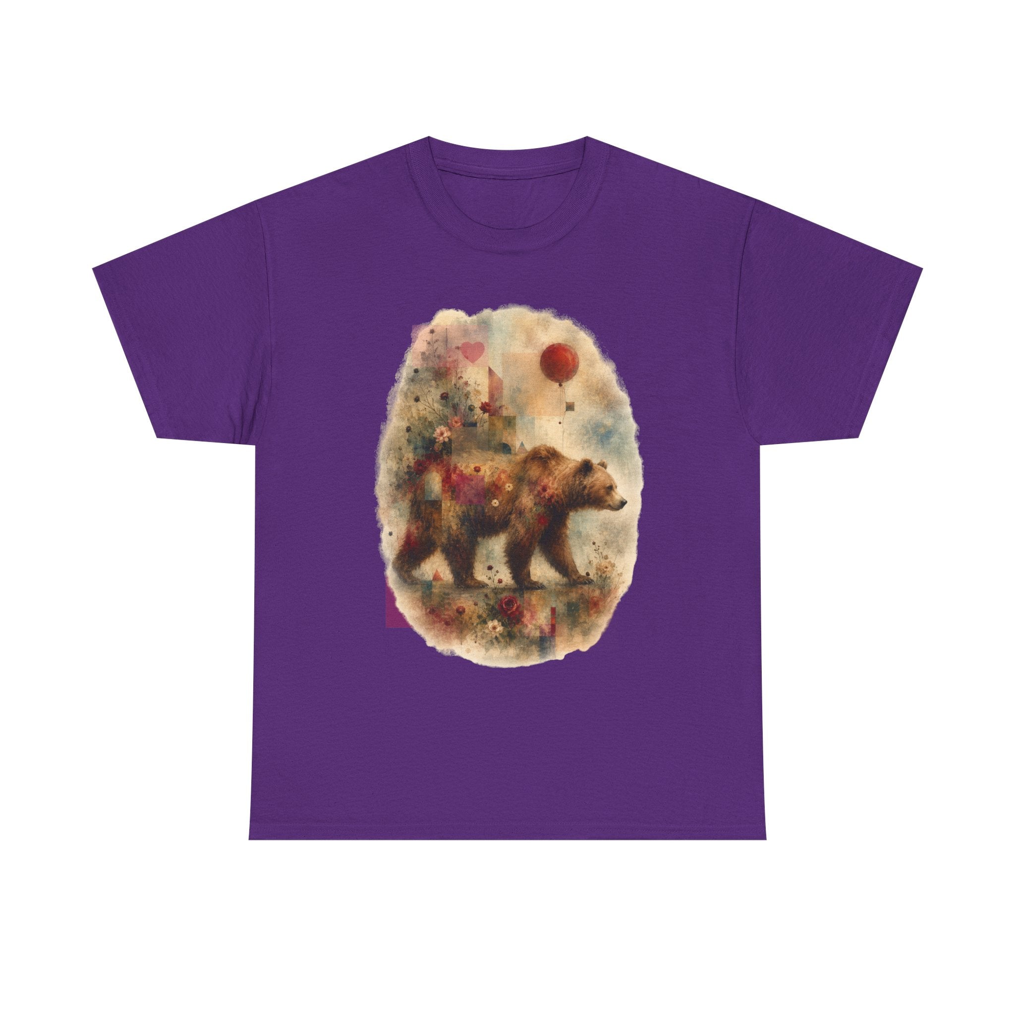 Bear and Balloon T-Shirt — Whimsical Watercolor Forest Bear Graphic Tee