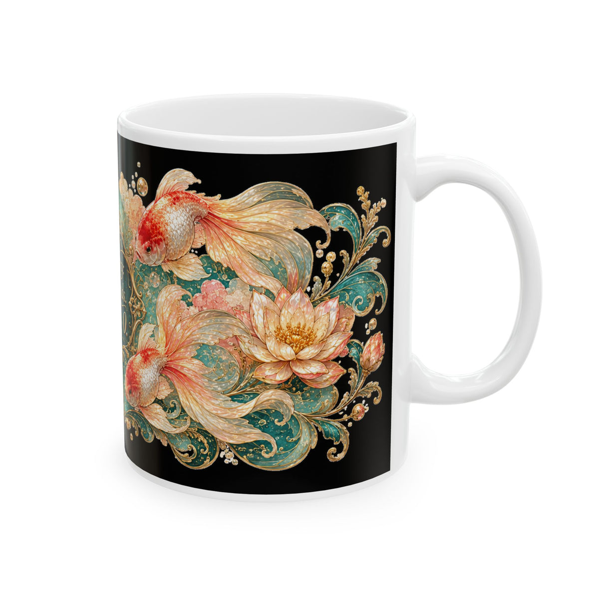 Memory: 3 Seconds, Regrets: 0 Ceramic Mug — Vintage Floral Koi Coffee Cup