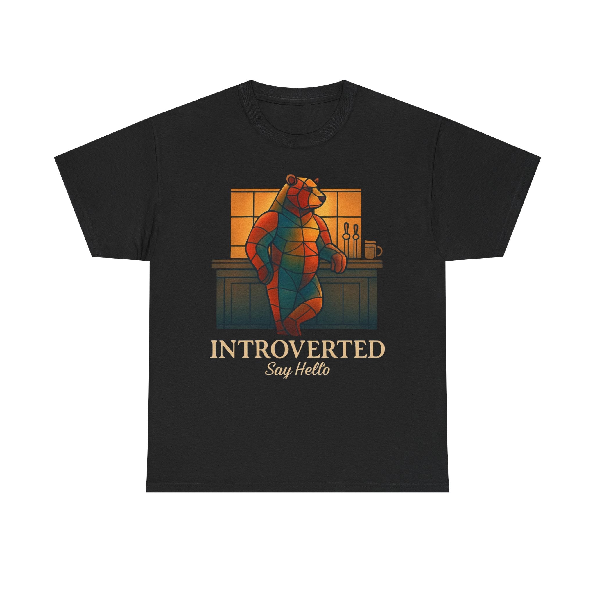 Introverted Bear Man T-Shirt — 'Say Hello' Bar Humor Tee