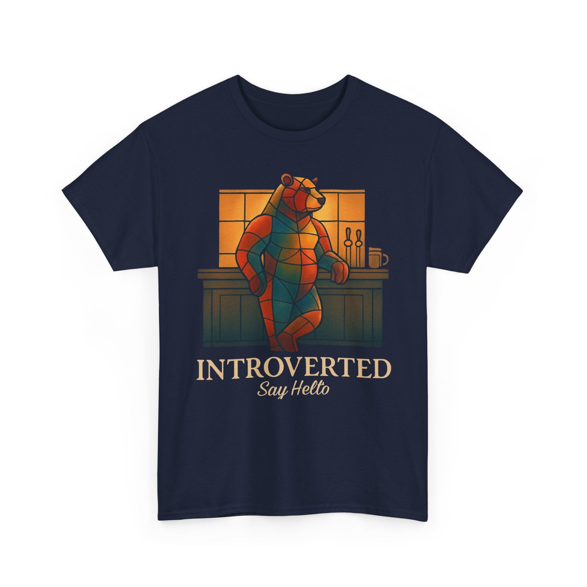 Introverted Bear Man T-Shirt — 'Say Hello' Bar Humor Tee