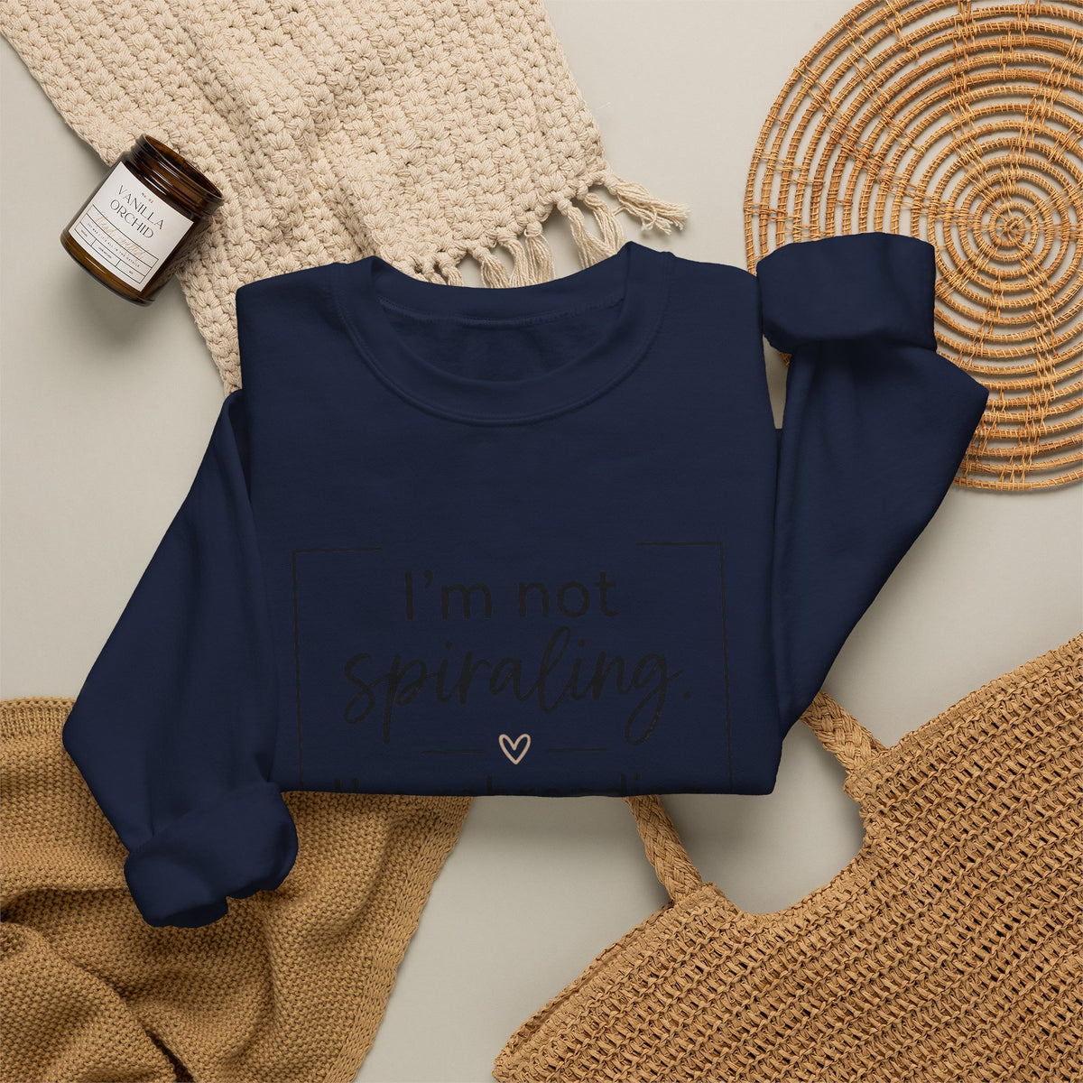 Crewneck Sweatshirt — "I’m Not Spiraling, I’m Rebranding the Collapse" Funny Mental Health Quote
