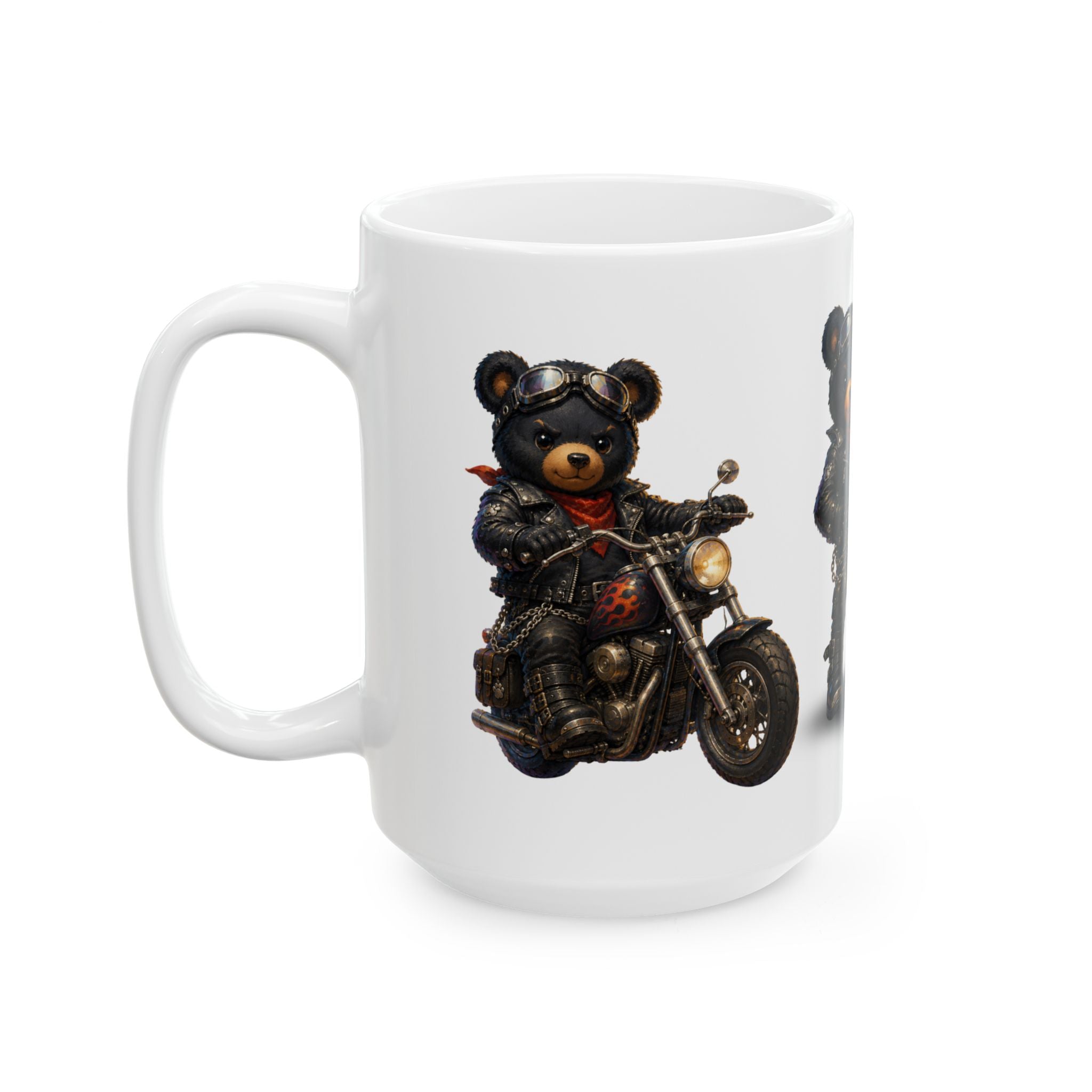Biker Teddy Bears Ceramic Mug (11oz | 15oz) — Cute Motorcycle Punk Coffee Cup