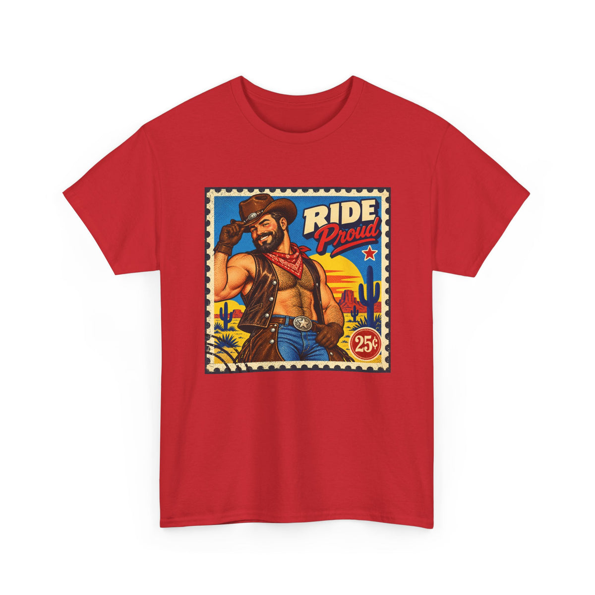 Gay Bear Shirt – Vintage Bear Pride Pin-Up T-Shirt, Retro Postage Stamp Art, LGBTQ Bear Culture Tee.