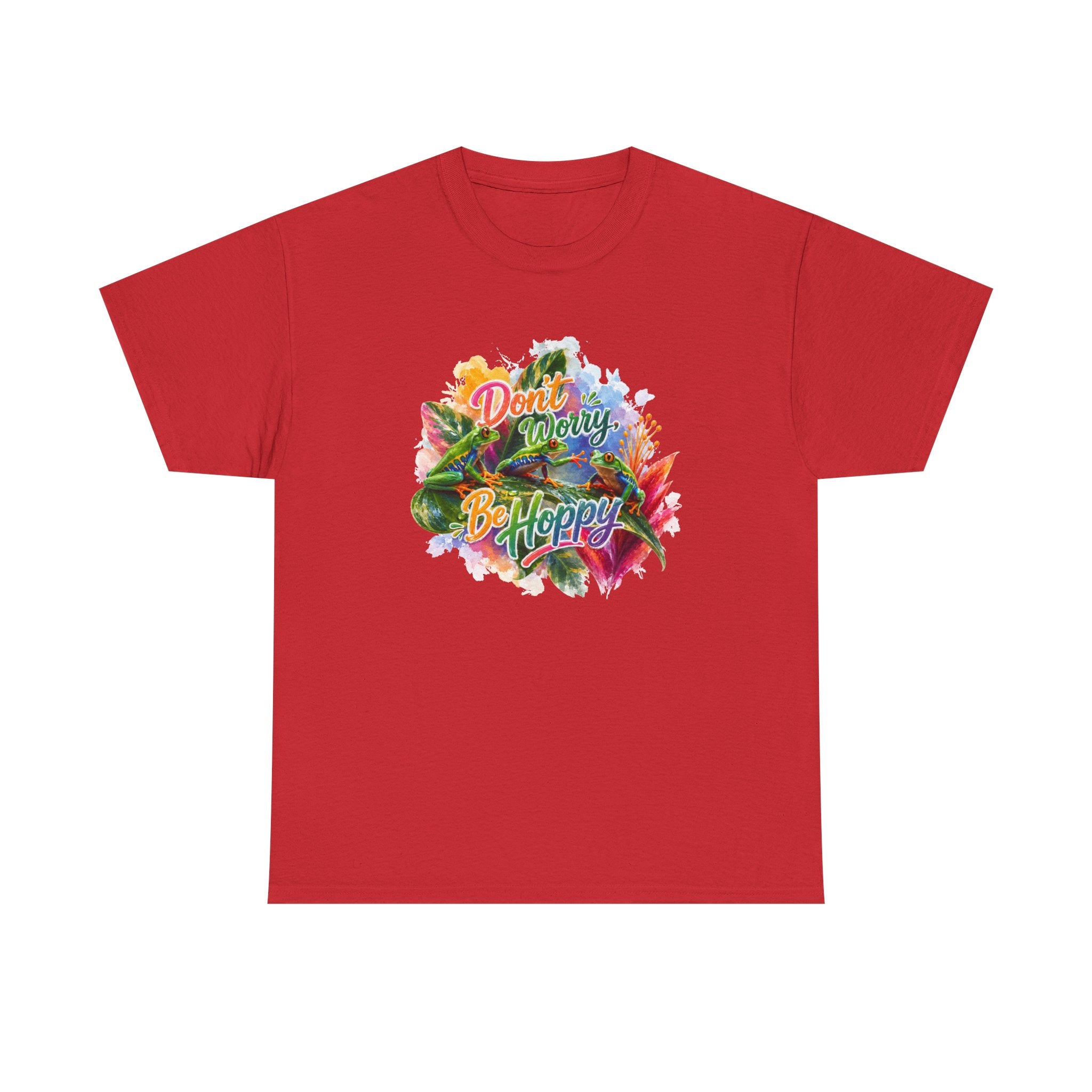 T-Shirt — "Don't Worry Be Hoppy" Tropical Frog Graphic Tee