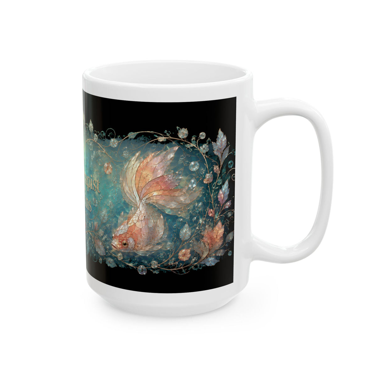 Mug — “My Therapist Has Fins” Mermaid Ceramic Coffee Cup