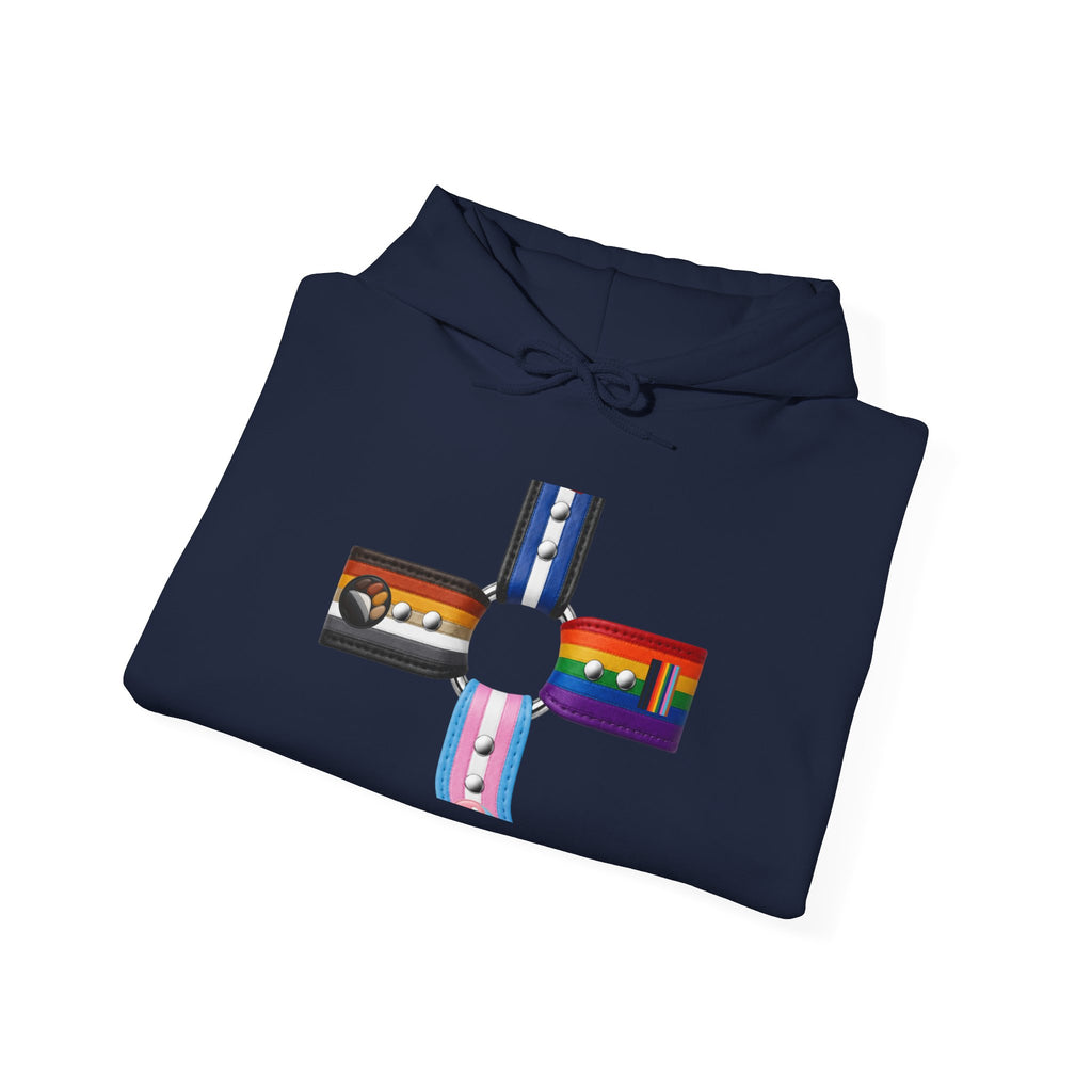 Hoodie — Inclusive Pride Flag Cross Design