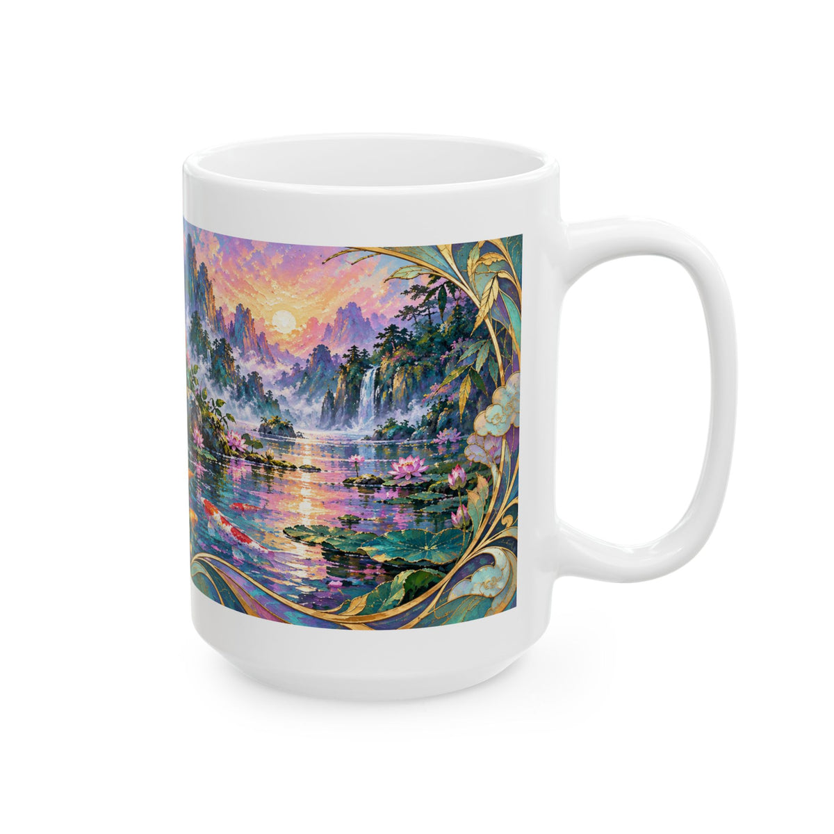 Panda Mug – Asian-Inspired Art Nouveau Panda Bear Coffee Cup, Bamboo Nature Gift