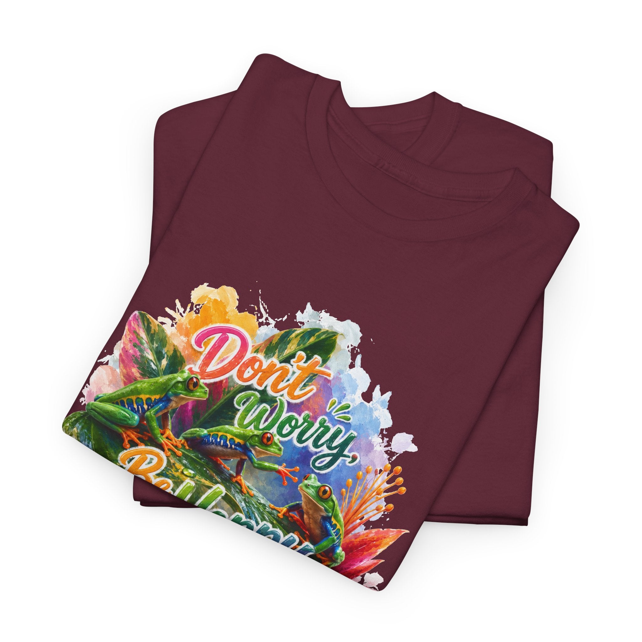 T-Shirt — "Don't Worry Be Hoppy" Tropical Frog Graphic Tee