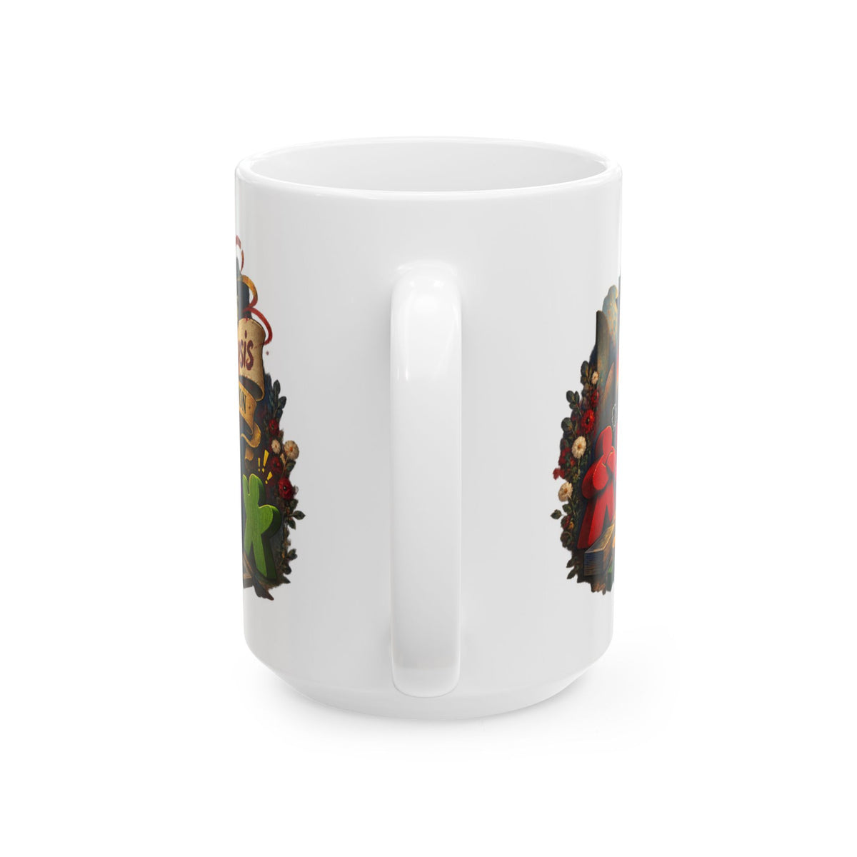 Board Game Art Ceramic Mug - Colorful Meeples, Dice & Strategy Scene (11oz/15oz)