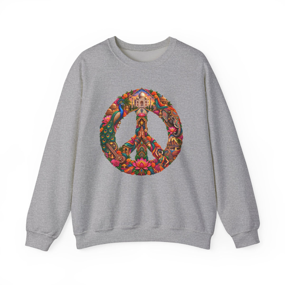 Floral Peace Sign Crewneck Sweatshirt — Psychedelic Hippie Vibe