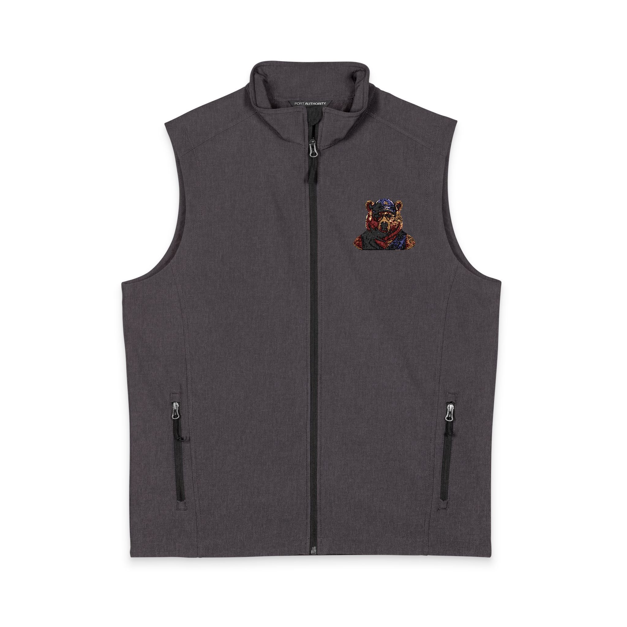 Bear Logo Soft Shell Vest — Leather Cap Bear Design
