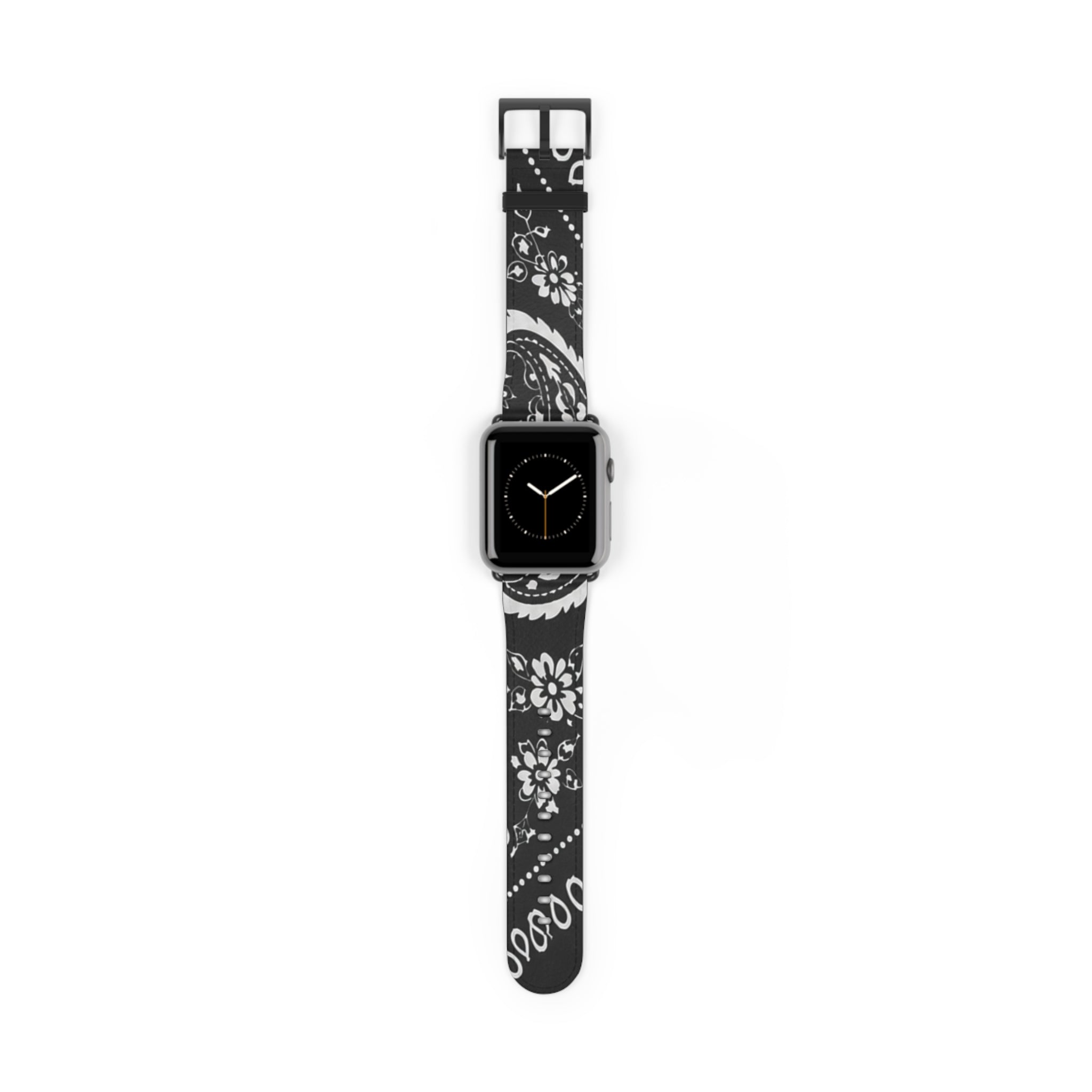 Bandana Pattern Watch Band — Black Hanky Code Design